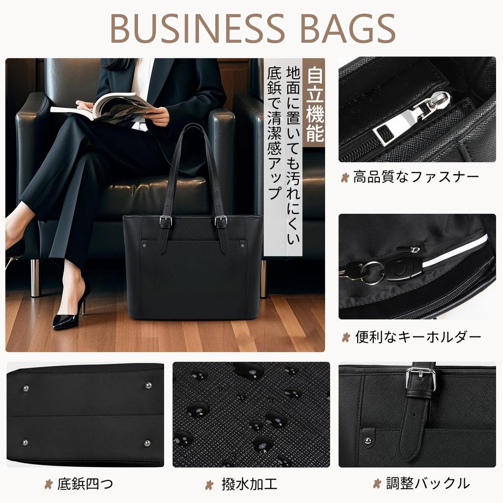Business Bag for Large Recruitment A4 Water Job Hunting Adjustable Tote with Bottom for Job Job Business Black [NUBILY] Women, Capacity, Bag,