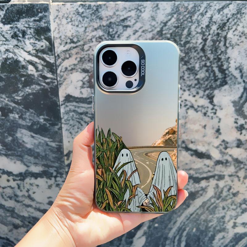 Чехол для iPhone 13 Mini 12 Pro Max 15 14 11 16 Pro Max Plus Эстетичный Милый Призрачный Арт Ударопрочный Матовый Лазерный Задние Крышки