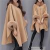 Hepburn Style Mid-Length Wool Coat with Imitation Fur Collar for Women