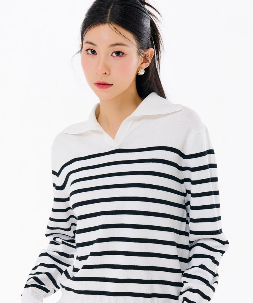 CHASECULT Women'S Striped Collar Sweater-Farg5263B0A