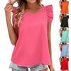 Women's Fashion Loose Solid Color Fly Sleeve Back Elastic Tie Casual Top