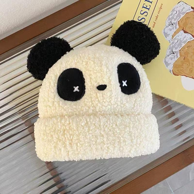 Children's Unisex Winter Pullover Panda Hat with Ear Protection - Thick, Warm, and Super Cute for Large Head Circumference