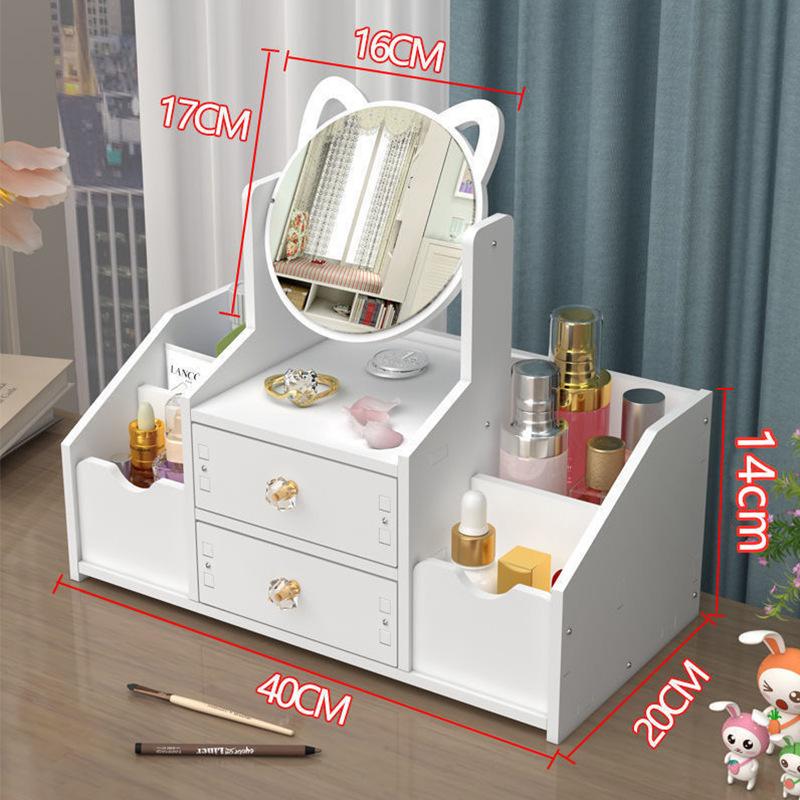 Makeup Organizer Large Capacity Cosmetic Storage Box Drawer Storage Jewelry Box Desktop NailPolish Makeup Container With Mirror