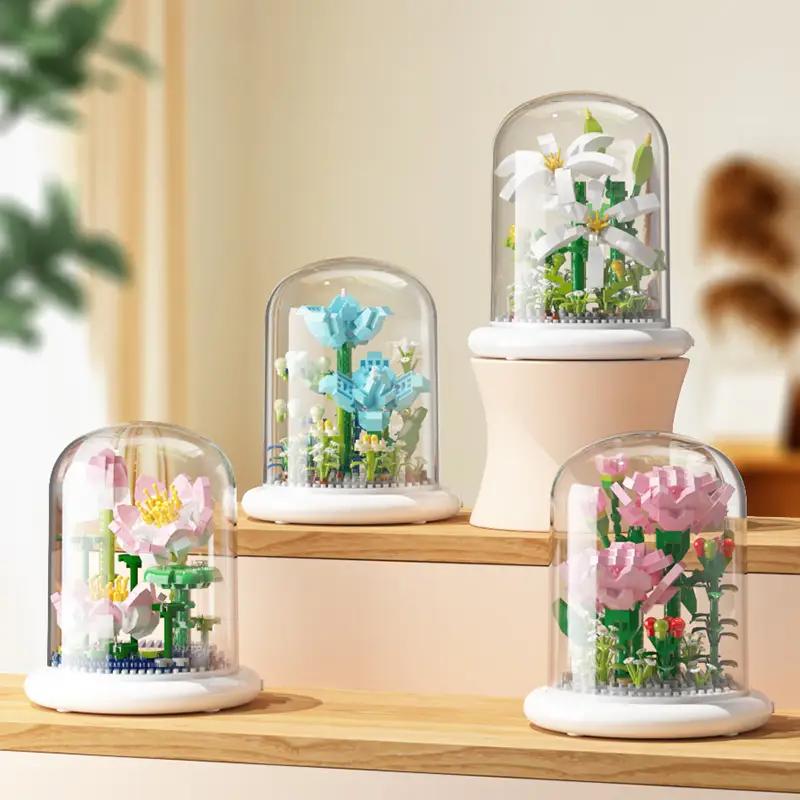 Flowers Bouquet DIY Plants Minifigures Building Blocks Education Toys Gift Desk Decoration for Girls and Family