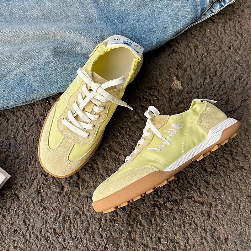 Кожаные женские новые балетки на шнуровке в стиле ретро, универсальные, легкие и дышащие спортивные маленькие белые туфли