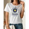 Sunshine Printed T-Shirts, Patterned Printed Round-Neck T-Shirts, Round-Neck Short-Sleeved T-Shirts, Round-Neck Tops, Casual Short-Sleeved T-Shirts