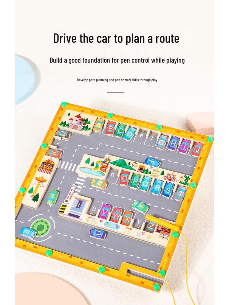 Магнитный лабиринт из букв: Подбор цветов и контроль ручки - головоломка для раннего развития