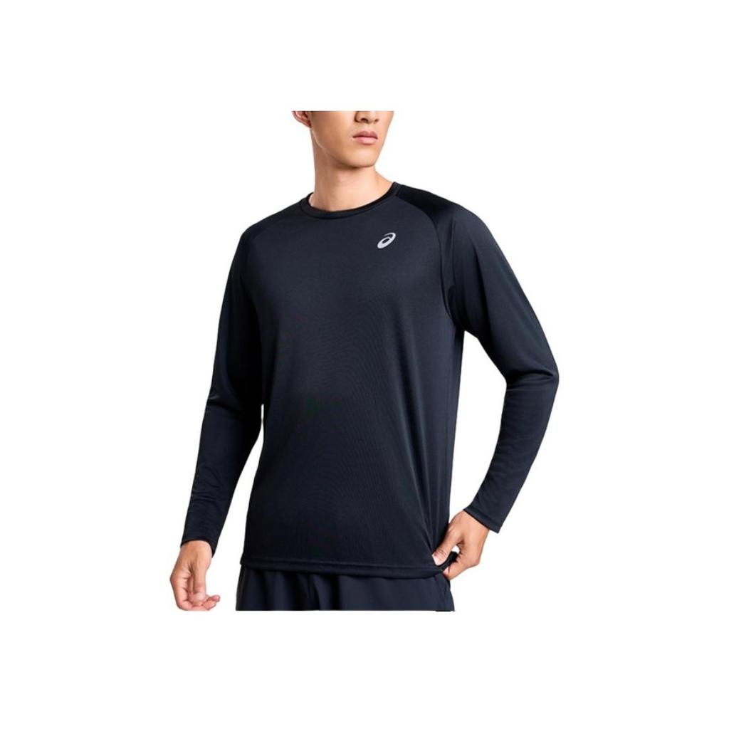 Asics Пуловер с круглым вырезом, удобная повседневная футболка с длинным рукавом, мужские топы, черные 2011D047-001