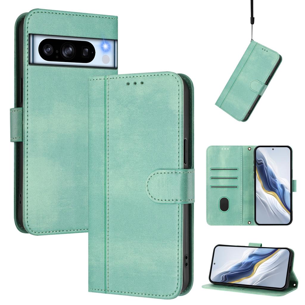For Google Pixel 8 Pro Cases Wallet Stand Retro Texture Leather Phone Cover with Lanyard