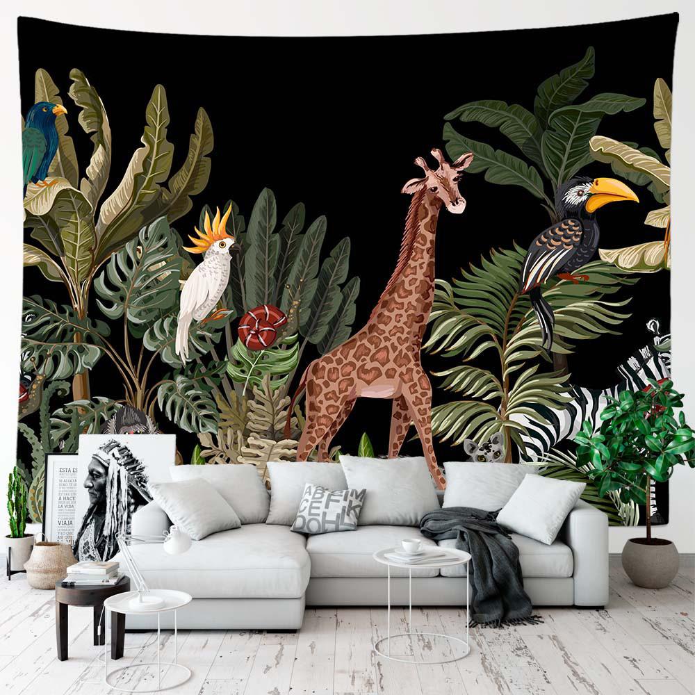 Гобелен с растениями, настенное украшение для комнаты, тропические листья, цветок, пейзаж, гобелен, фон, домашний декор для спальни