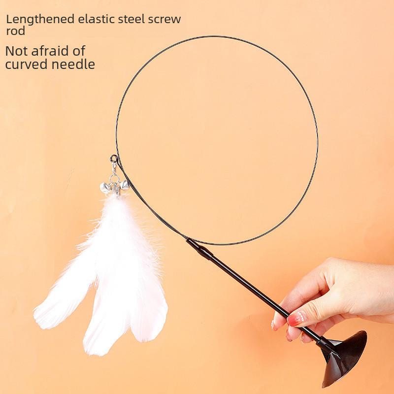 Pet Play Toy Feather Wand With Plastic And Steel Components For Cats