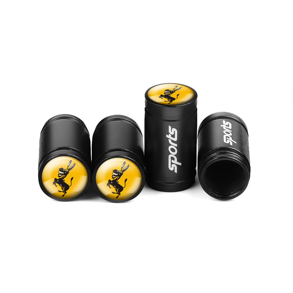 kqsdr10 4Pcs Donkey Emblem Car Styling Valve Caps Wheel Tires Air Valve Stem Protective Cover for Ferrari Auto Modification Accessories