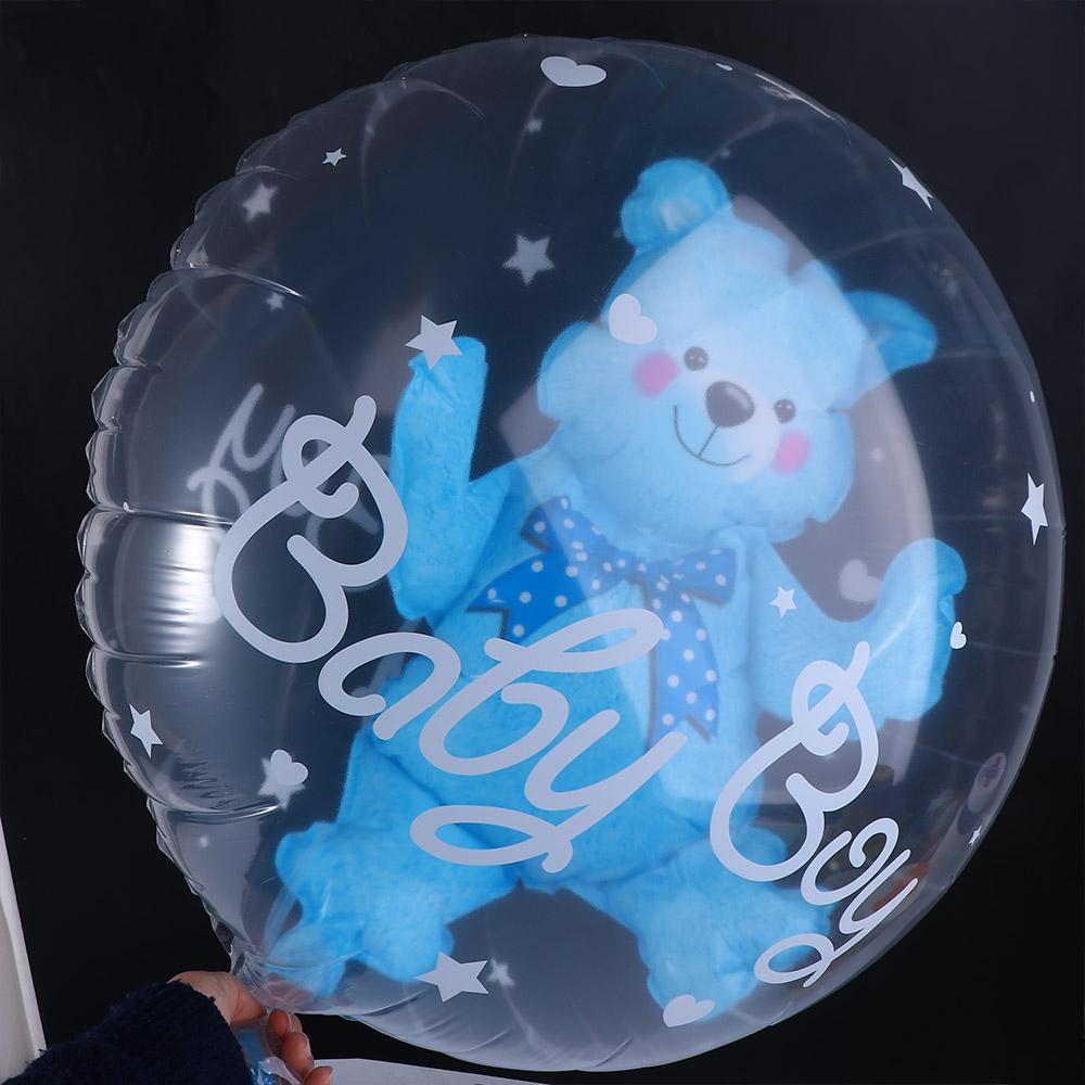 Прозрачные синие розовые фольгированные воздушные шары с изображением пола на день рождения для маленьких мальчиков и девочек, воздушные шары с медведем