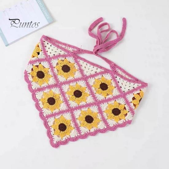 Готический вязаный крючком головной платок с цветочным узором на шнуровке, дышащий эластичный головной убор с растительным узором, аксессуары для волос