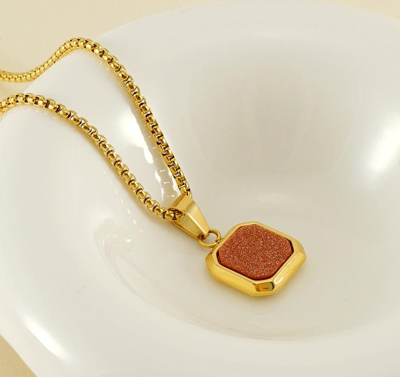 Хит продаж титановая сталь хип-хоп бирюзовый кулон мужской и женский геометрический европейский и американский модный нетускнеющий ожерелье украшение