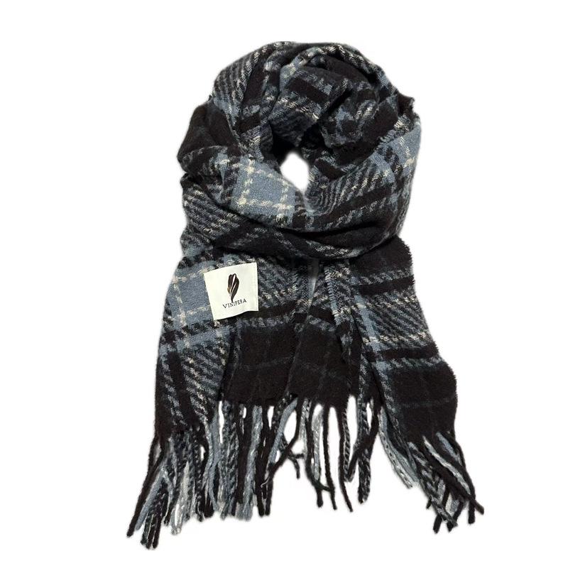 Women's High-End Plaid Scarf: Warm, Thickened Shawl & Snood for Autumn/Winter 2025
