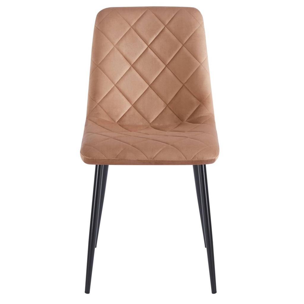Cappuccino velvet chair with upholstered black legs for office and living room