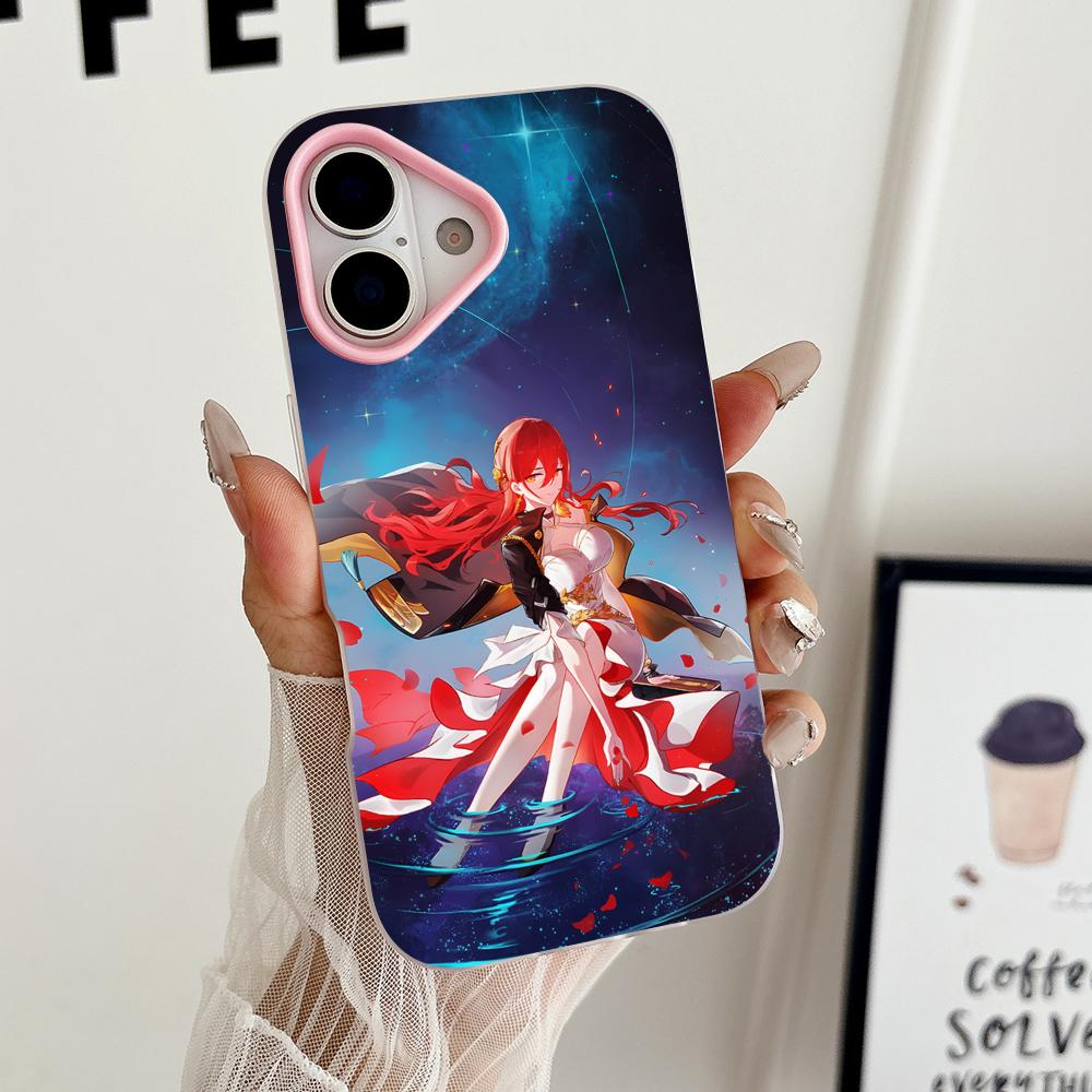 HSR Himeko Желе Двухслойный Розовый Чехол для Мобильного Телефона для iPhone 17 16 15 14 13 12 11 Air Pro Max Plus Защитный