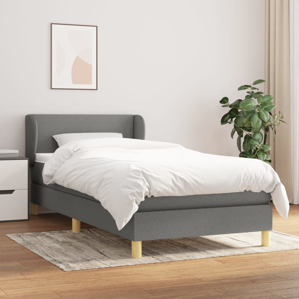 Box Spring Bed with Mattress Dark Gray 80 x 200 cm Fabric