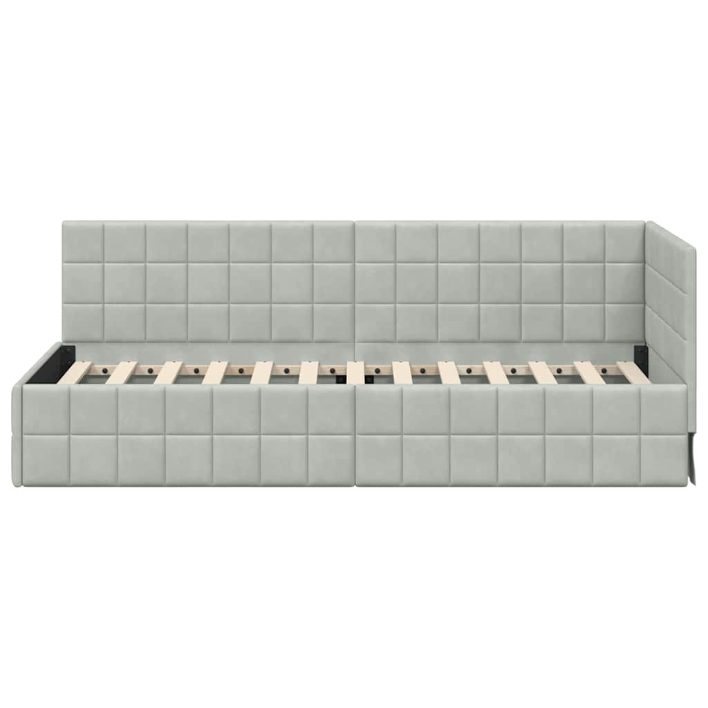 Corner Bed Frame with Headboard Light Grey 80 cm x 200 cm Velvet