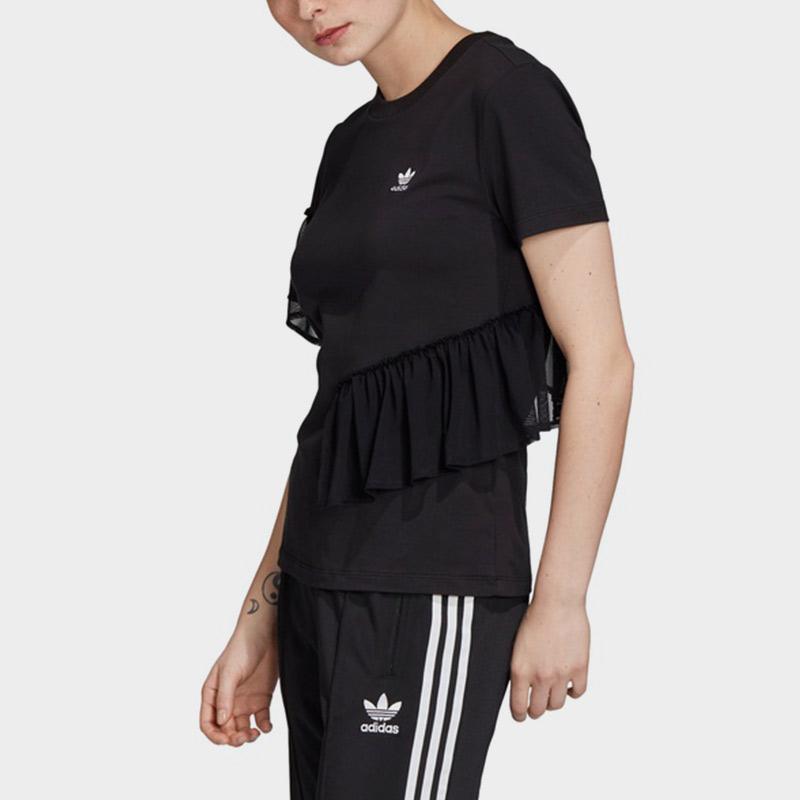 adidas Оригинальные Тюлевые Футболки Женские Черные С Круглым Вырезом Умеренные Другие GK3659