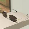 Безободковые овальные солнцезащитные очки Мужские Новая мода Градиентные Уличные Повседневные Очки Женские Трендовый Дизайн Бренда Декор Солнцезащитные Очки