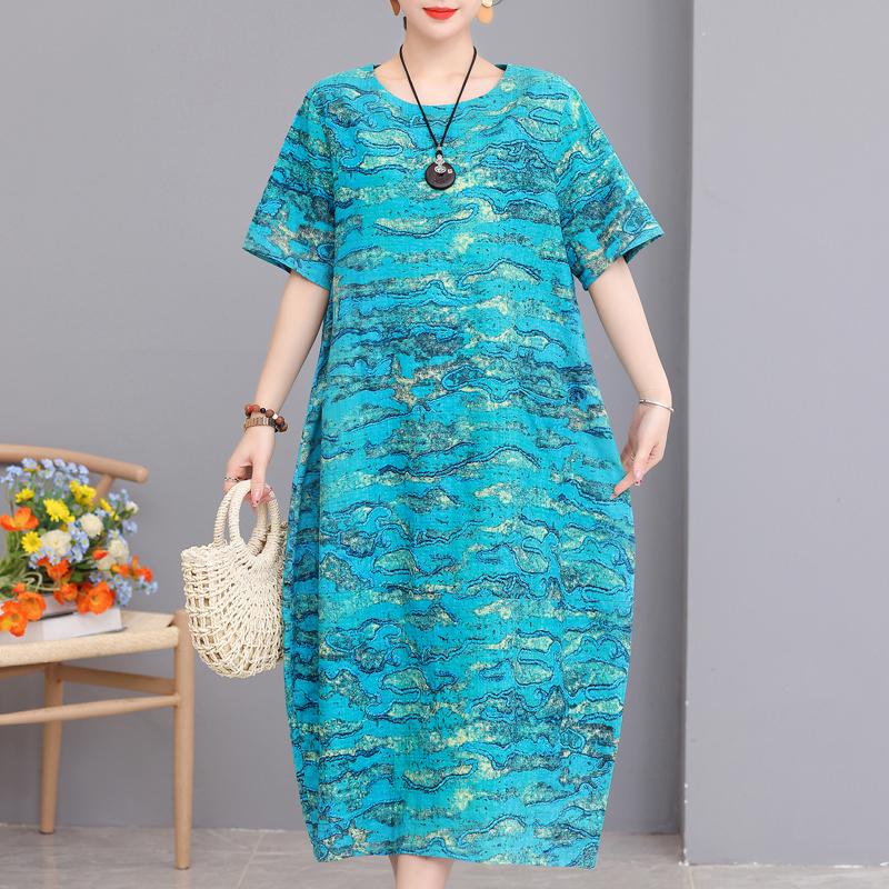 Летнее длинное платье больших размеров, женские свободные элегантные женские винтажные платья с принтом