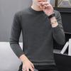 Мужской свитер с круглым вырезом, осенне-зимний, большой размер, свободный вязаный свитер, однотонная внутренняя рубашка с длинными рукавами, сохраняющая тепло верхняя часть