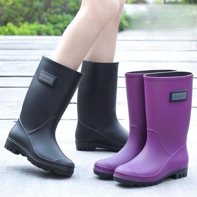 Модные женские резиновые сапоги на четыре сезона, модная уличная обувь средней высоты, водонепроницаемая, нескользящая, модные резиновые сапоги с хлопковым чехлом