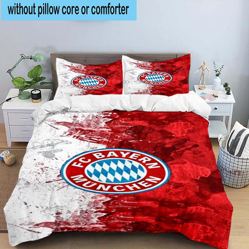 3pcs FC Bayern München Printed Bedding Set Duvet Cover Closure Includes 1 Duvet Cover & 2 Pillowcases Bedding Sets Home Decor Gifts