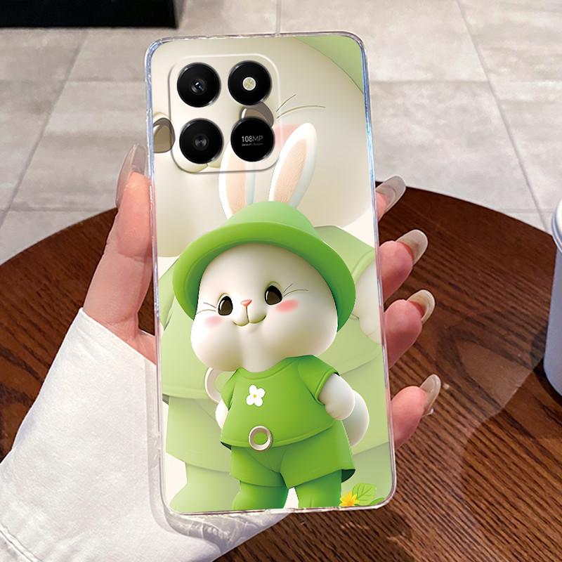 Чехол для Honor X7d Прозрачный Роскошный Милый Кролик с Сердечками Забавный Мягкий Силиконовый ТПУ Чехол для Телефона Для HonorX7D X7 D 400 Smart 4G 5G Задняя Крышка