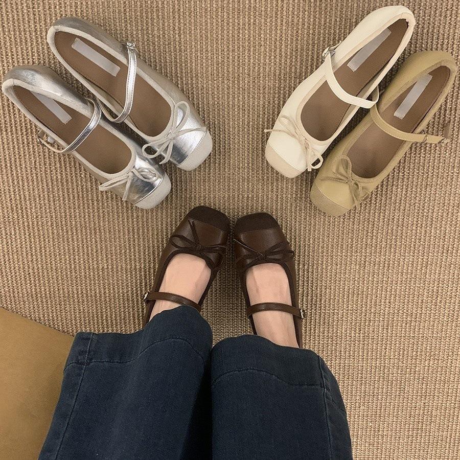 Балетки серебристые с внутренней платформой, женская обувь 2025 новая, французские весенние туфли Мэри Джейн в стиле «маленькая ароматная нежность»