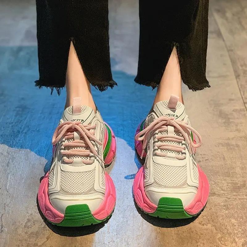 Модные высокие женские туфли на платформе, кроссовки, летние спортивные, спортивные, новое поступление 2024 года, дешевая качественная женская обувь, стильные тенденции HA