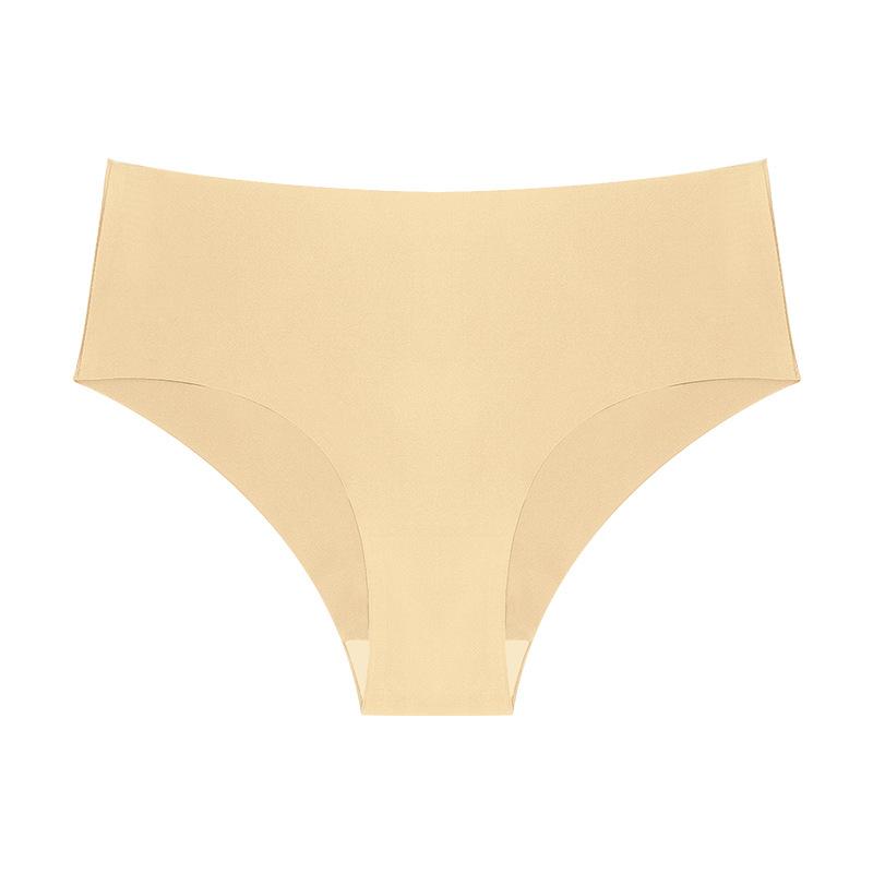 Бесшовное быстросохнущее нижнее белье из ледяного шелка со средней талией для женщин без бедер и живота. Удобные женские трусы для спорта и фитнеса.