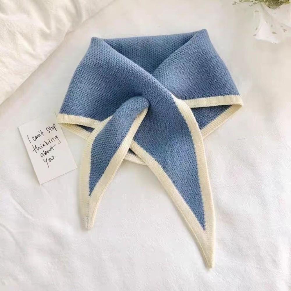 Solid Color Cross Scarves Triangle Cross Neckerchief Fashion False Collar Autumn Winter