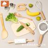 Kitchen Play Toys Bamboo Knife For Vegetable Cutting Fruit Wooden Knives For Children Chopping Board Suit Toys