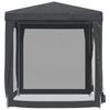 2x2 m Party Tent with 4 Mesh Side Walls Anthracite HDPE