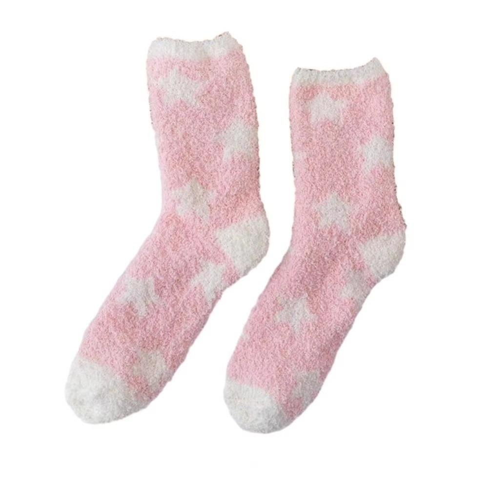 Star Pattern Coral Fleece Socks Breathable Sleeping Socks New Sleep Stockings for Women