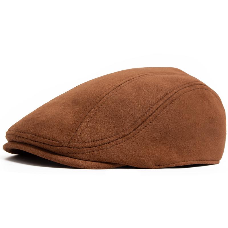 Men's Retro Suede Beret: Autumn/Winter Elastic Duckbill Painter Hat