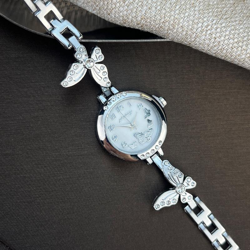 Браслет-часы с бриллиантами, изящные, маленькие, креативные, цифровые, женские, кварцевые