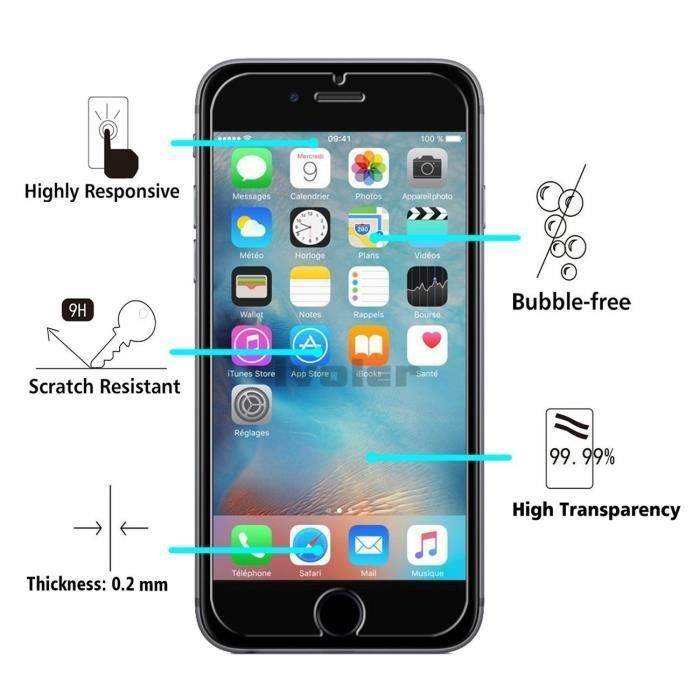 Закаленное стекло [Совместимо с Apple iPhone 6 PLUS - 6S PLUS] [Упаковка 3 штуки] Пленка Защитное стекло для экрана Сверхпрочное [Phonillico®]