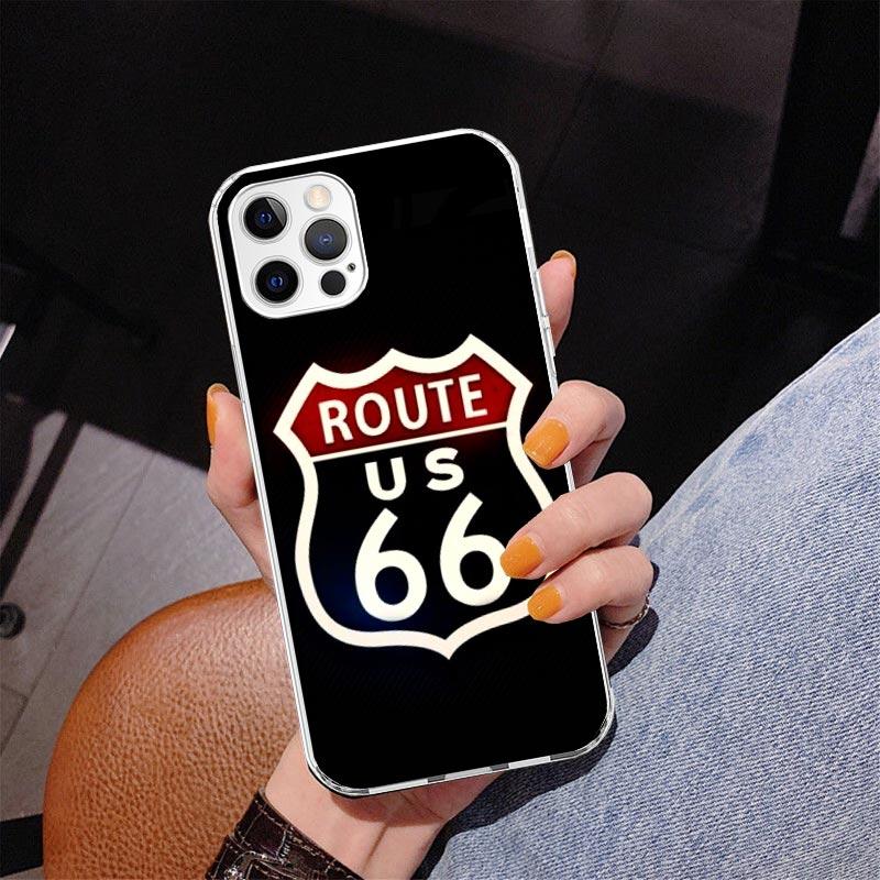 America Route 66 Phone Case For iPhone 17 Air 16 Pro Max 16E 15 + 14 Plus 11 12 13 Mini 7 8 SE Gift Print Cover Fundas