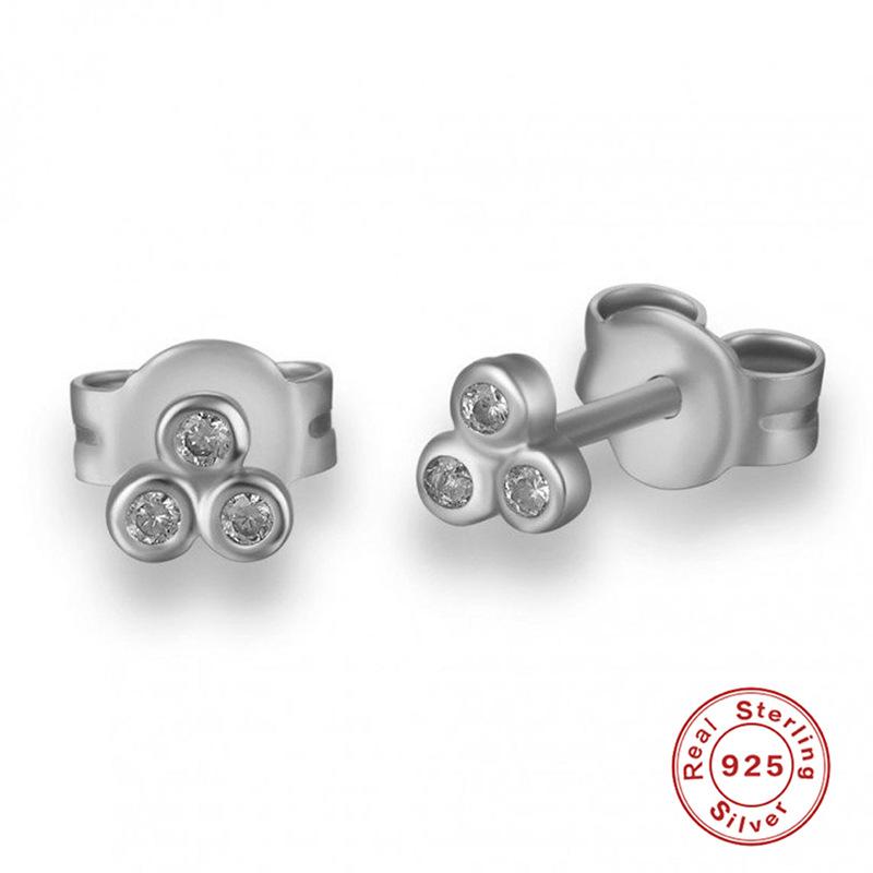 S925 Diamond Triangle Women'S Silver Stud Earrings