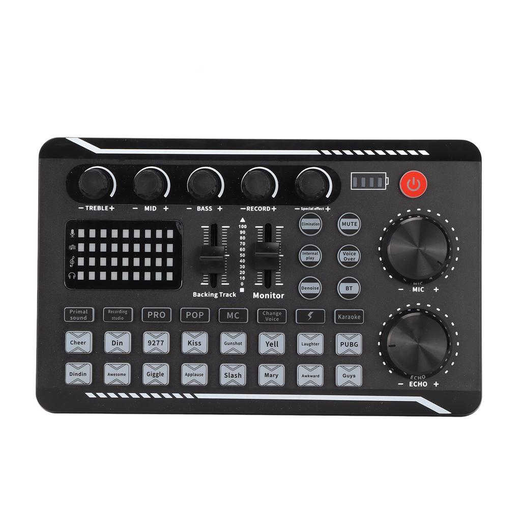 F998 Live Sound Card 16 Bits 44.1KHz Dual Channel Multifunctional Sound Mixer for Computers Mobile Phones