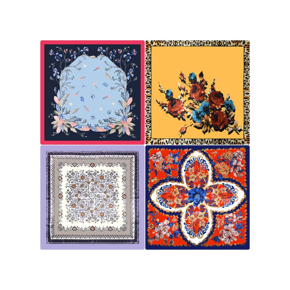 91CM large square scarf women's gift spring and autumn sunscreen silk scarf Suzhou and Hangzhou trend satin large square scarf shawl wholesale