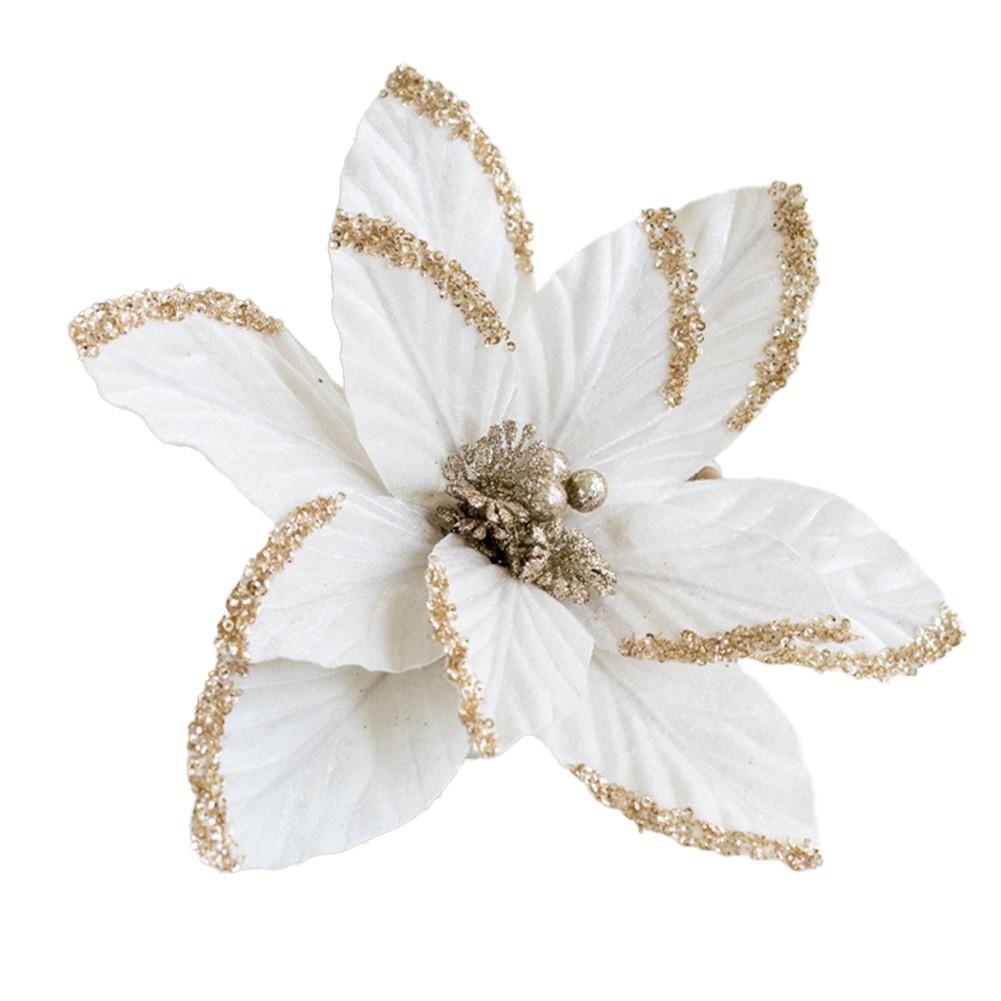 Блестящая Рождественская Пуансеттия Ручной Работы Декор для Рождественской Елки Красивый Дизайн Шаров