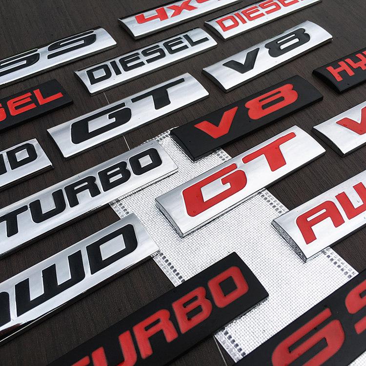 Automotive 3D Turbocharged Hybrid AWD Metal Car Sticker V6 V8 Ss Displacement Decorative Tailgate GT