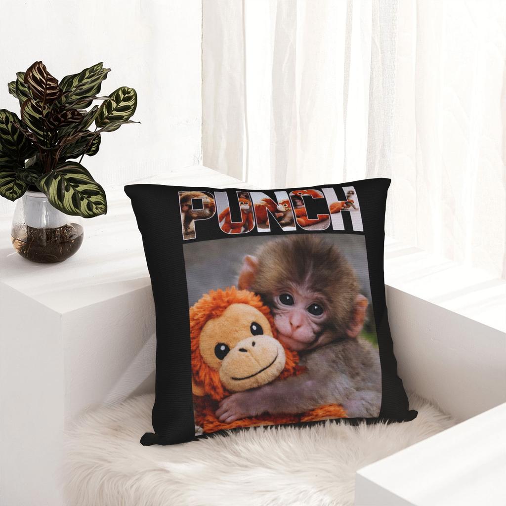Punch Monkey Cute Pillowcase Printing Fabric Cushion Cover Decorative Throw Pillow Case Cover Home Square 45*45Cm