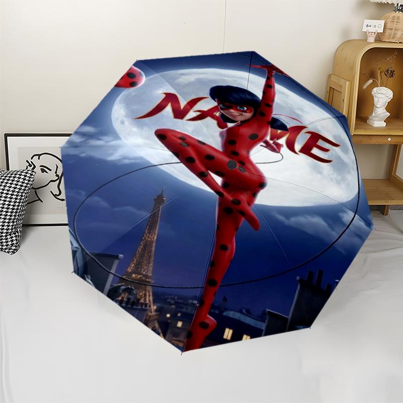 Custom Name Ladybug Theme Automatic Umbrella, Lightweight & Portable, 8 Rib, Perfect for Outdoor Travel, Birthdays, Christmas, Gifts.