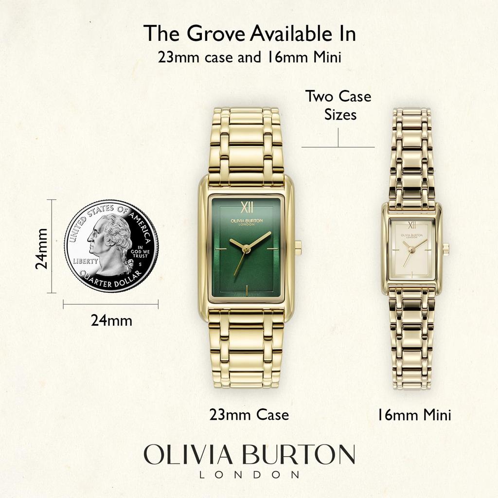 OLIVIA BURTON Классический Браслет-Перчатка Лесной Зеленый & Золотой 23мм 24000195